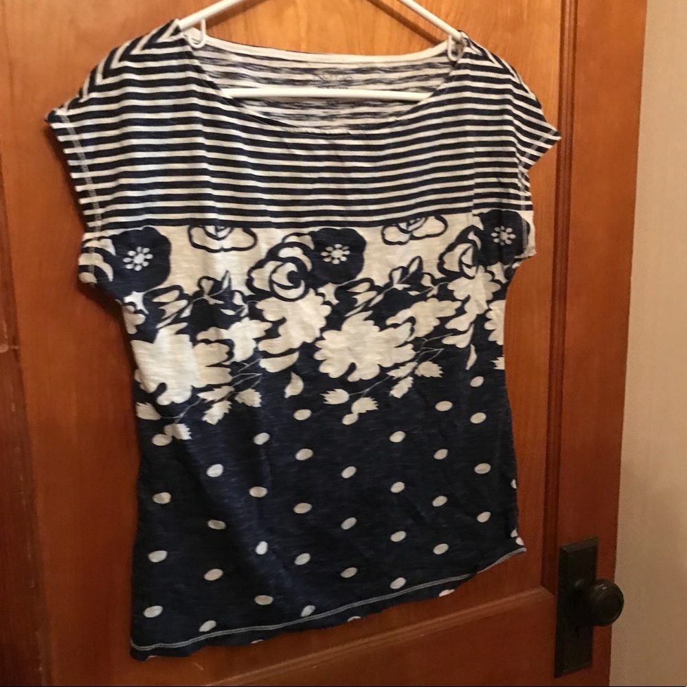 Navy and white tissue tee